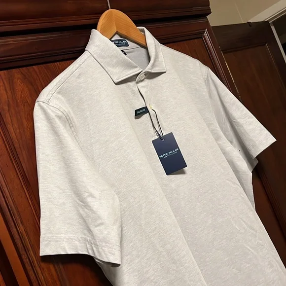 Brand New Peter Millar Crown Crafted Tailored Fit Gray Golf Polo Classic Design! - Picture 3 of 12